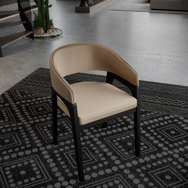 Leisuremod Cali Collection Modern Dining Chair in Beige with Background.