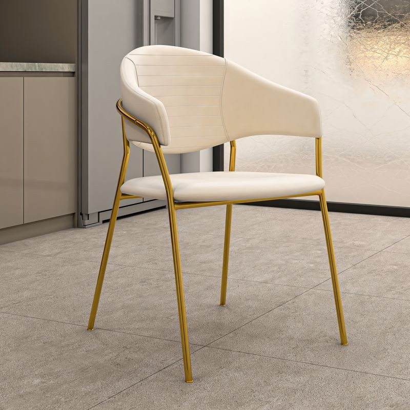 LeisureMod Bella Collection Modern Dining Chair in Off White with Background
