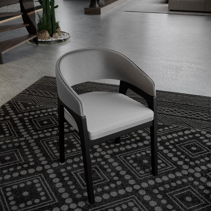 Leisuremod Cali Collection Modern Dining Chair in Light Grey with Background.
