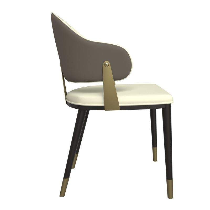 LeisureMod Aria Series Modern Dining Chair in Toupe Side View.