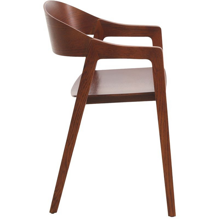 LeisureMod Rivo Collection Elegant Dining Chair in Dark Brown Wood Side Chair.