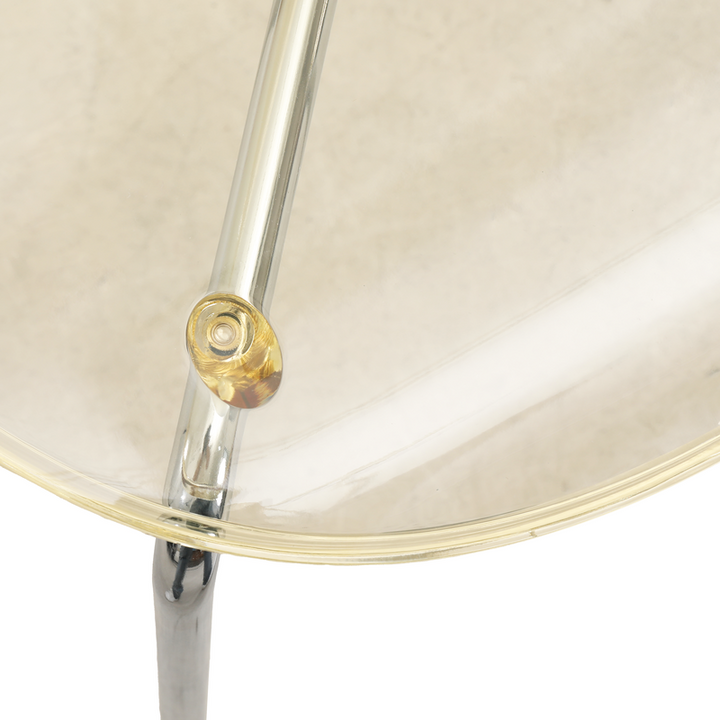 LeisureMod Modern Oyster Transparent Side Chair Amber Closeup.
