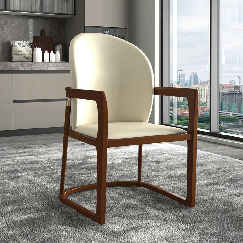 LeisureMod Svelta Elegant Wooden Dining Chair in Cream