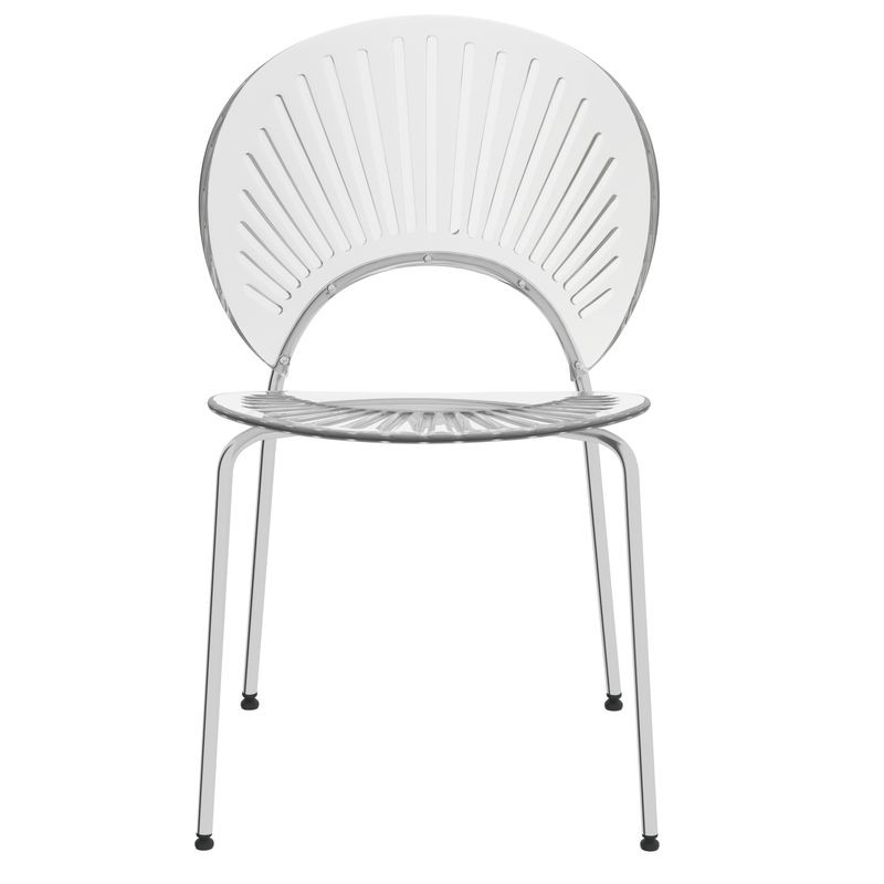 LeisureMod Opulent Series Modern Clear Dining Chair Front View.
