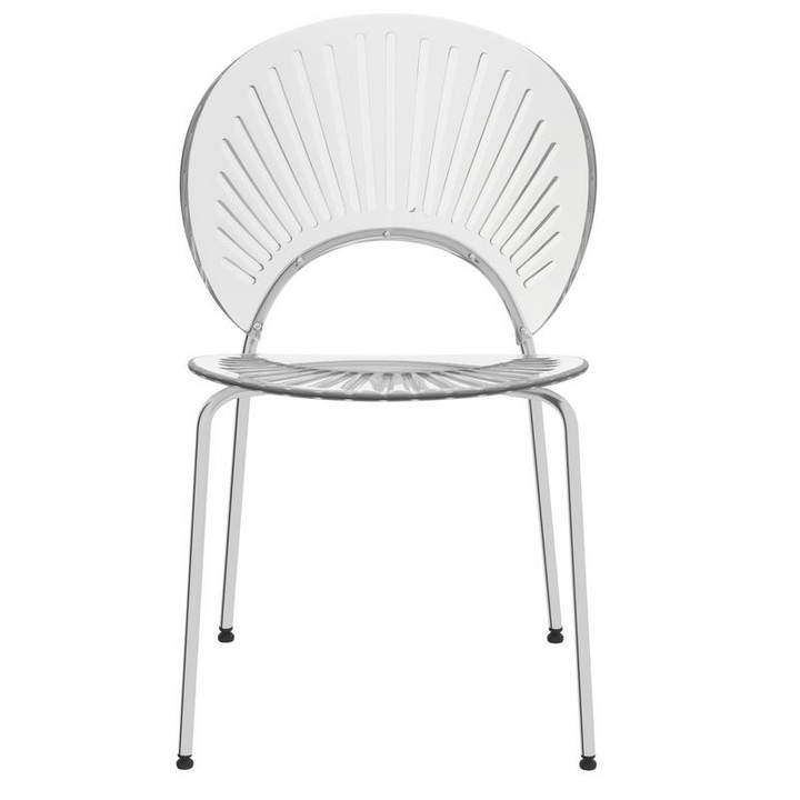 LeisureMod Opulent Series Modern Clear Dining Chair Front View.