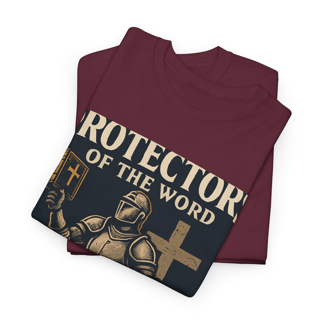 Protectors of the Word Christian T-Shirt No Sleeve Design — 'Victory' Knight Design with John 14:6 Scripture