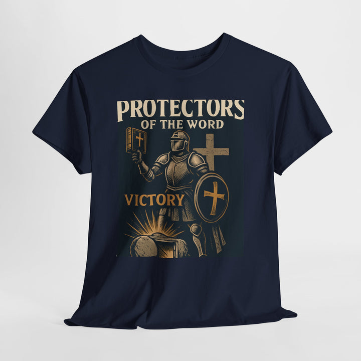 Protectors of the Word Christian T-Shirt No Sleeve Design — 'Victory' Knight Design with John 14:6 Scripture