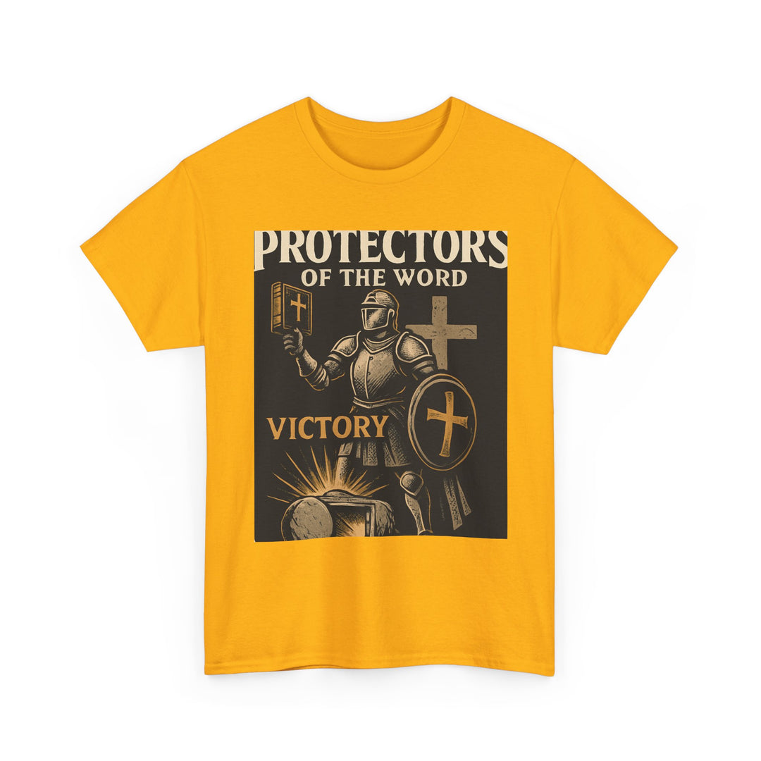 Protectors of the Word Christian T-Shirt No Sleeve Design — 'Victory' Knight Design with John 14:6 Scripture