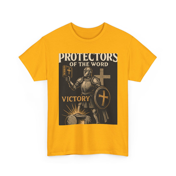 Protectors of the Word Christian T-Shirt No Sleeve Design — 'Victory' Knight Design with John 14:6 Scripture