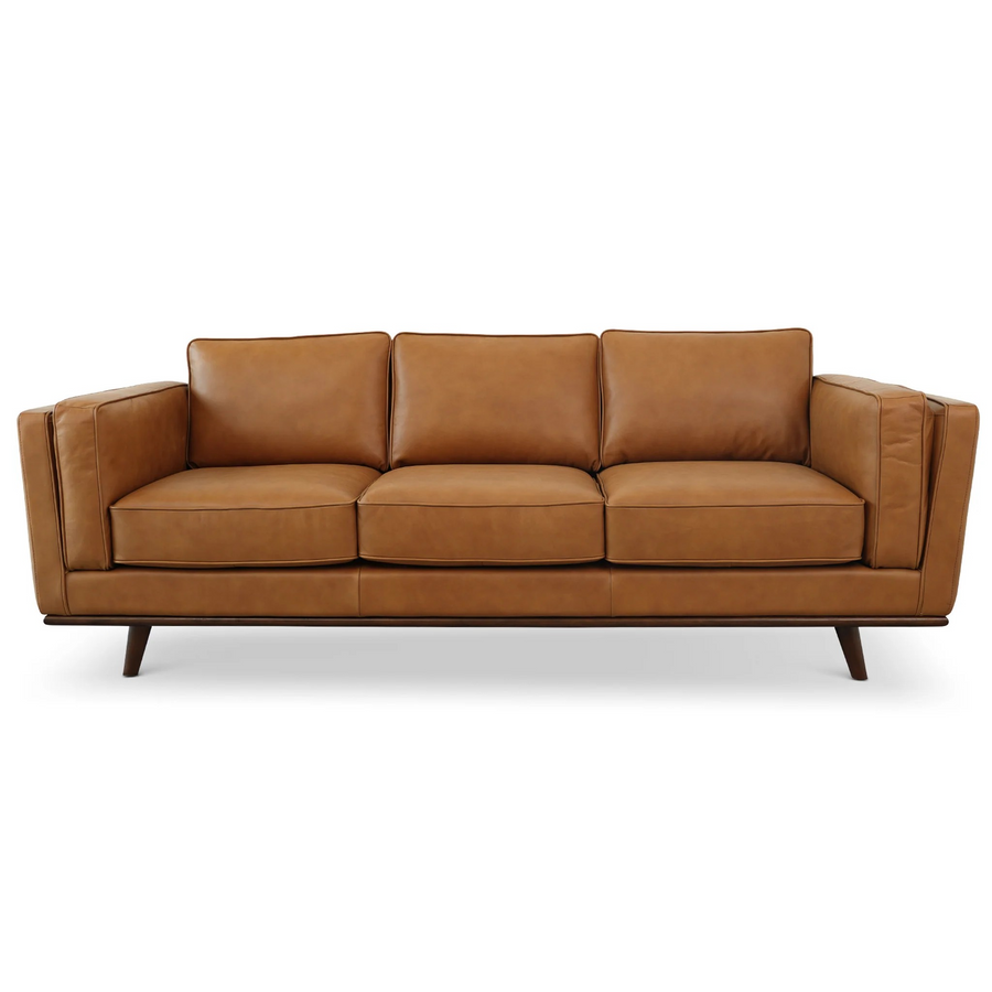 Chase Mid Century Modern Genuine Leather Sofa