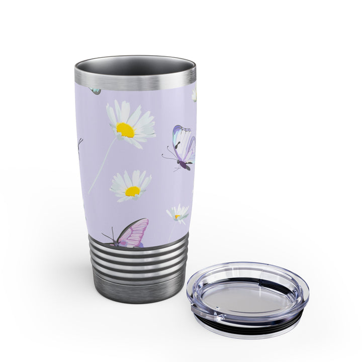 Daisy Flowers and Butterflies Ringneck Tumbler, 20oz