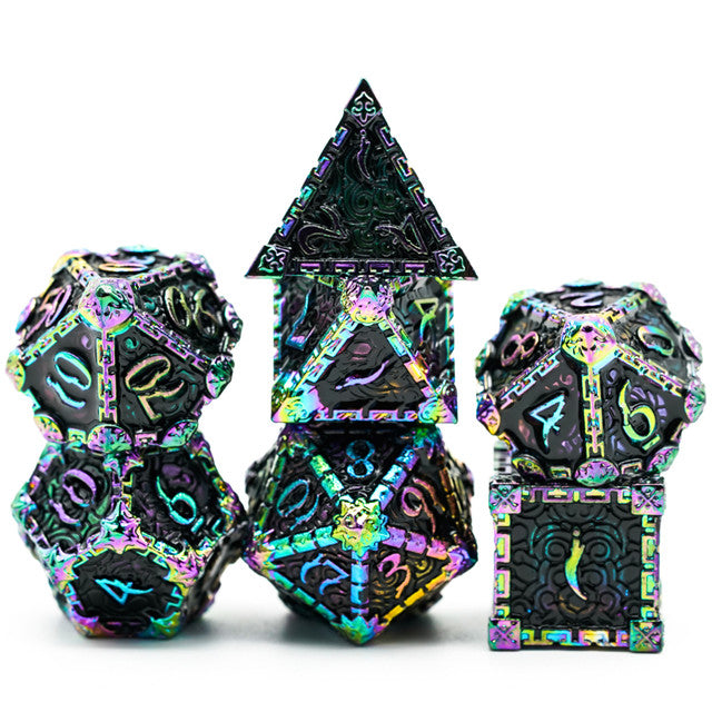 Black Rainbow Metal Dice（Dagger of Venom）7-Dice Udixi RPG