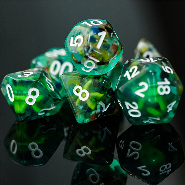 Sea Green Starfish Dice 7-Dice Set Resin Dungeons and Dragons Dice