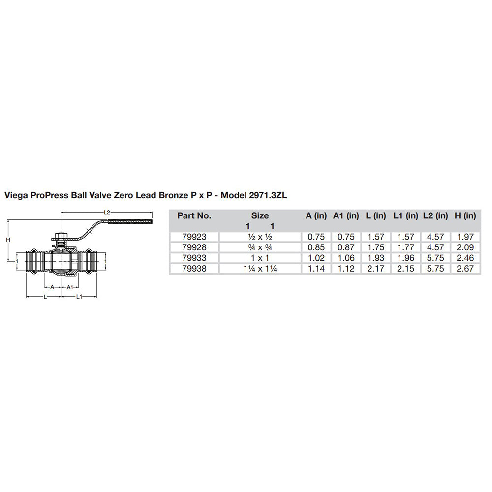 Viega ProPress 3/4" Zero Lead Bronze Ball Valve w/Stainless Stem - Double Press Connection - Smart Connect Technology [79928]