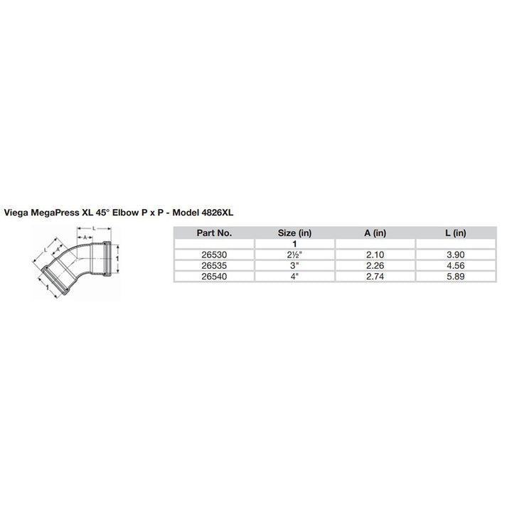 Viega MegaPress 3" 45 Carbon Steel Elbow w/FKM - Double Press Connection - Smart Connect Technology [26535]