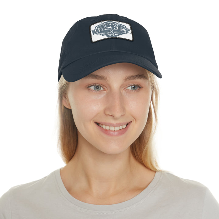 Hockey Dad Hat with Leather Patch (Rectangle)