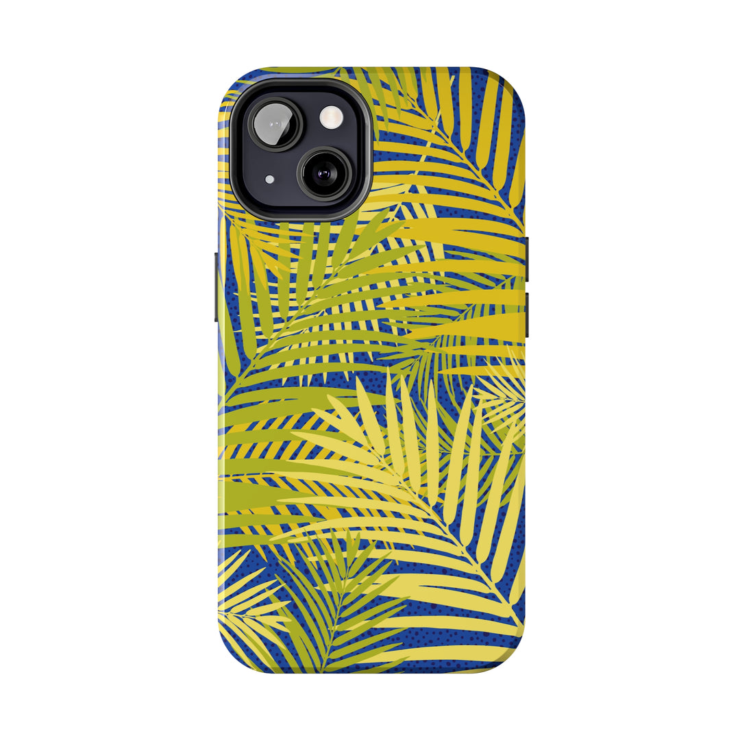 iPhone Palms on Blue Tough Phone Case