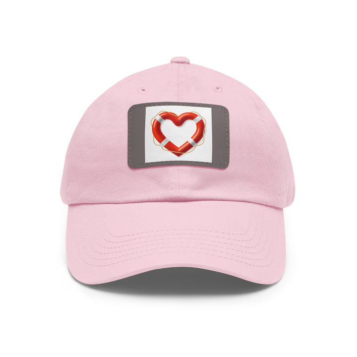 Heart Life Raft Dad Hat with Leather Patch (Rectangle)