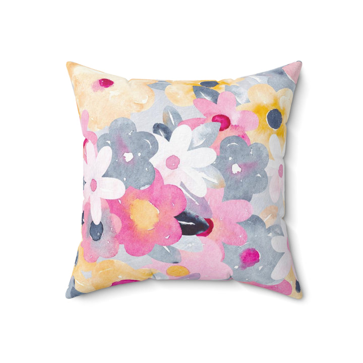 Plentiful Flowers Faux Suede Square Pillow