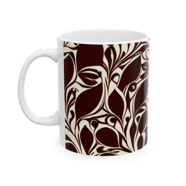 Traditional Classic Coffee Pattern Ceramic Mug, (11oz, 15oz)