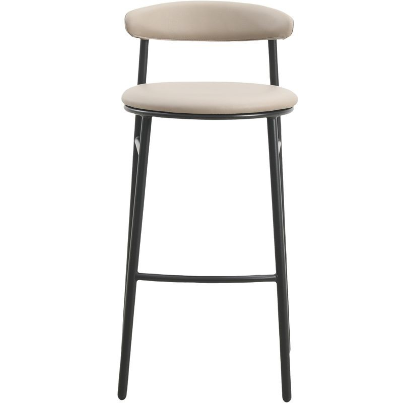 LeisureMod Lume Collection Modern Bar Stool in Dark Taupe Front View.