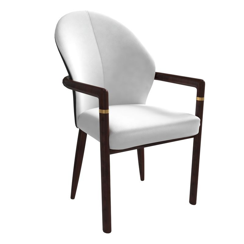LeisureMod Opaline Series Elegant Wooden Dining Chair in Black Velvet and White