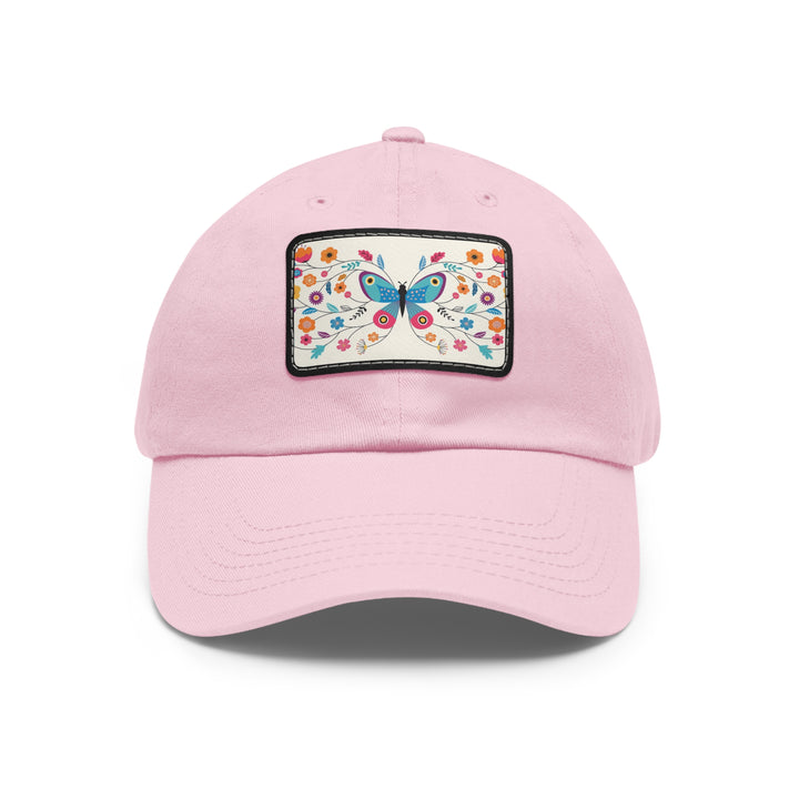 Butterfly Art Dad Hat with Leather Patch (Rectangle)