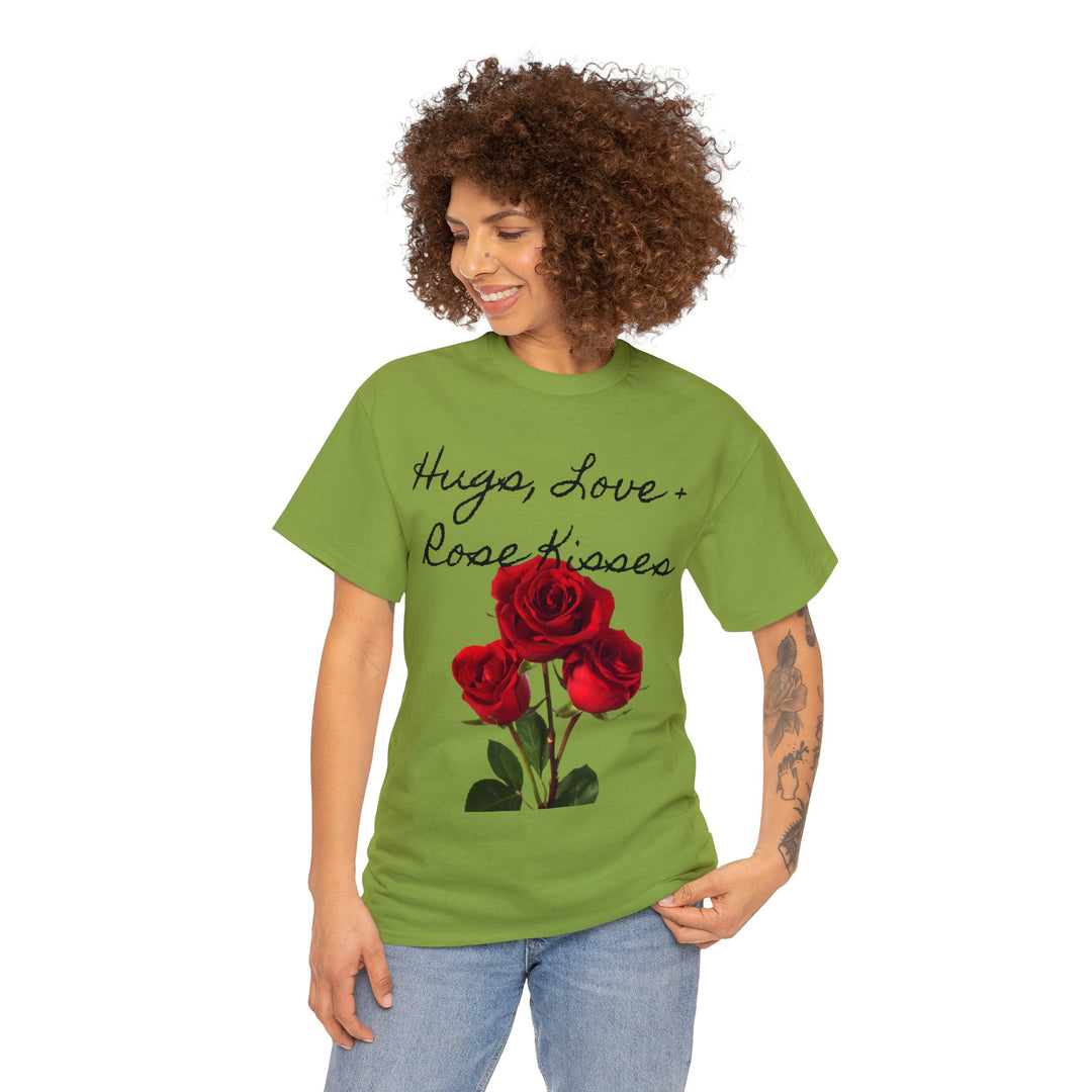 Hugs, Love + Rose Kisses Unisex Heavy Cotton Tee