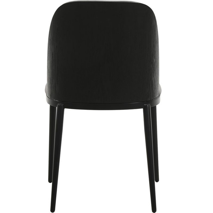 Leisuremod Tule Collection Dining Chair, Black Frame with Light Grey Leather Black/Light Grey Back View.
