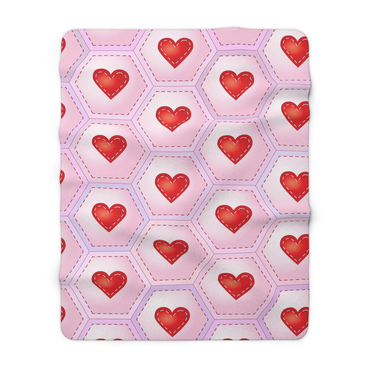 Hearts on Hexagon Sherpa Fleece Blanket