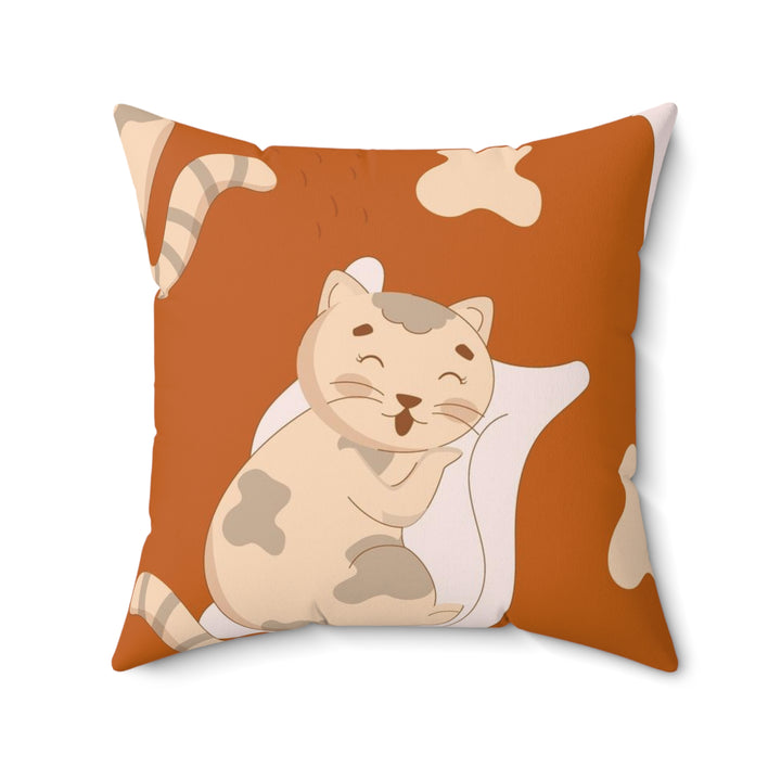 Sleeping Cat Spun Polyester Square Pillow