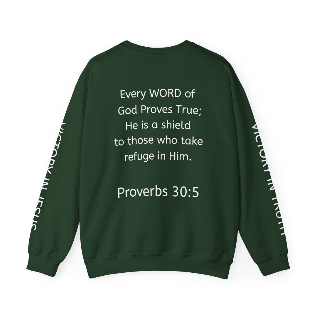 Knight Shield Crewneck Sweatshirt — "Protectors of the Word Victory"