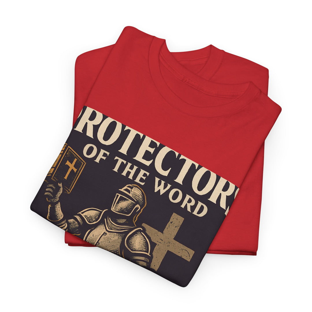 Protectors of the Word Christian T-Shirt No Sleeve Design — 'Victory' Knight Design with John 14:6 Scripture