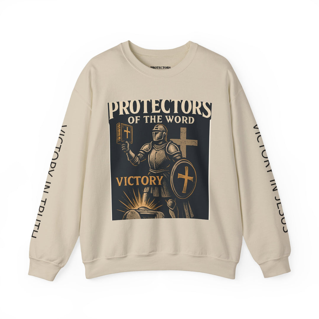 Knight Shield Crewneck Sweatshirt — "Protectors of the Word Victory"