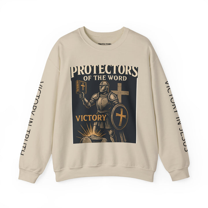Knight Shield Crewneck Sweatshirt — "Protectors of the Word Victory"