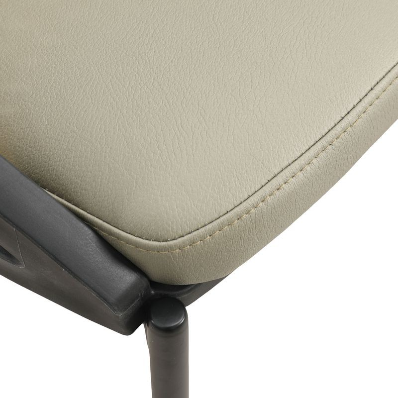 LeisureMod Urbane Collection Modern Dining Chair with Wicker Back in Olive Green Closeup.