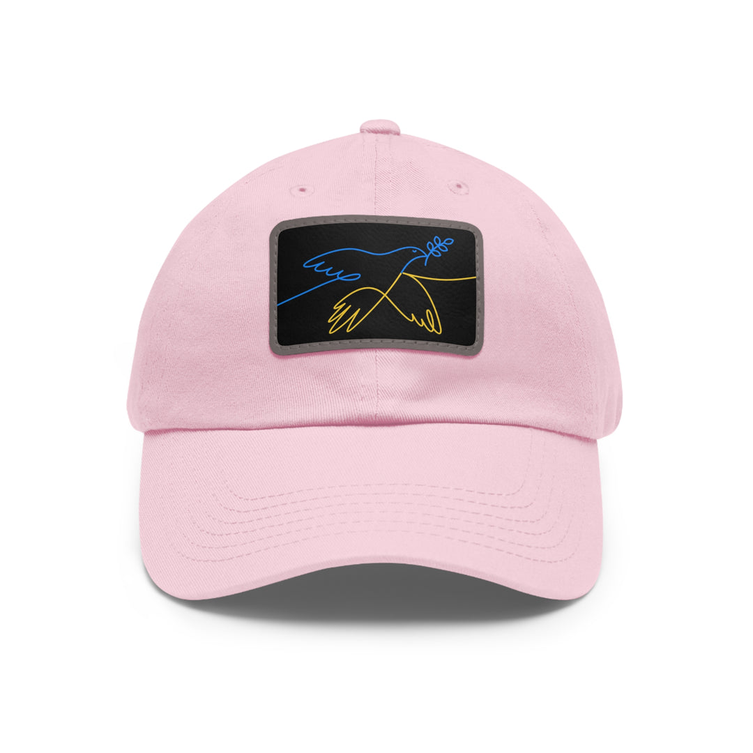 Dove and Leaf Dad Hat with Leather Patch (Rectangle)