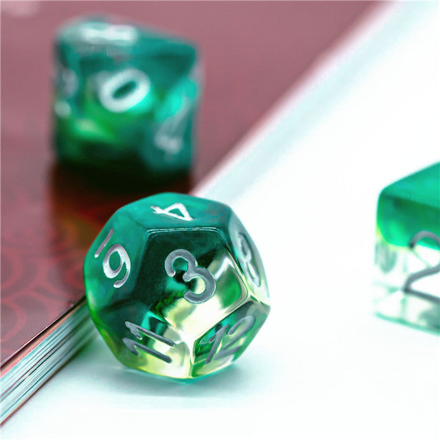 Green Demon Eye Dragon Eye Dice 7-Dice Set Resin Dungeons and Dragons Dice