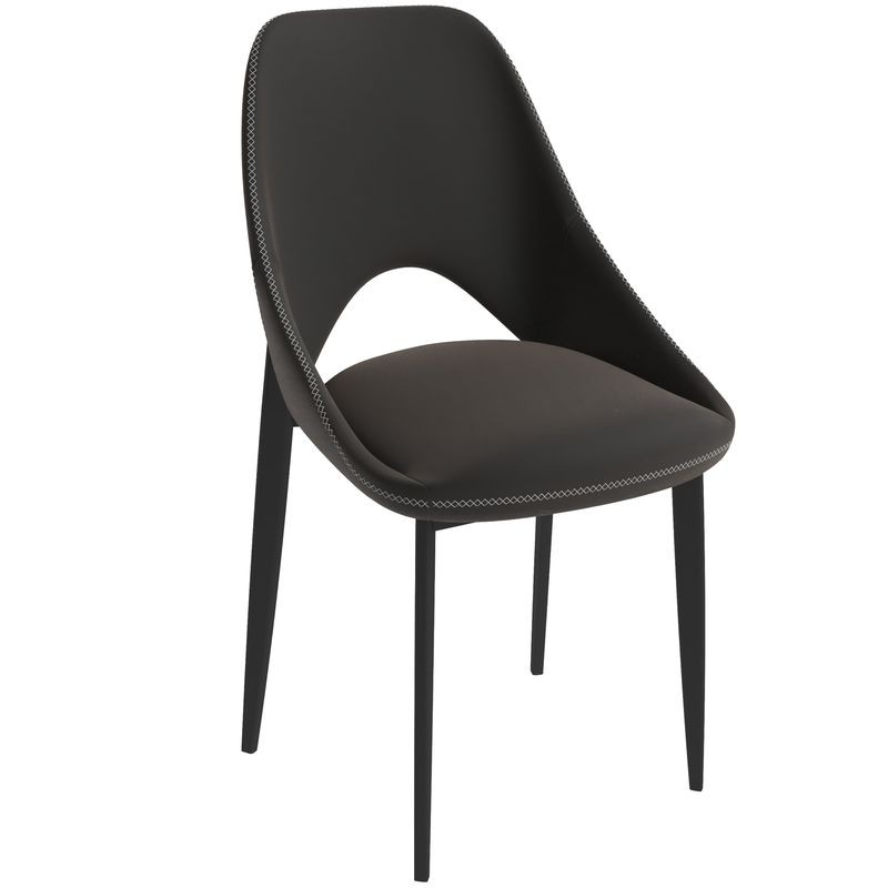 LeisureMod Amalfi Collection Fabric Modern Dining Chair in Charcoal
