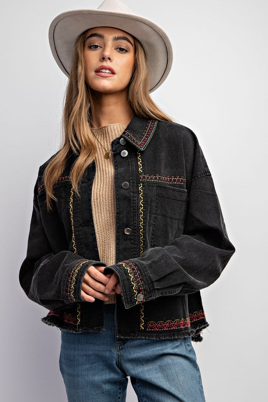 Embroidered Wash Cotton Jacket