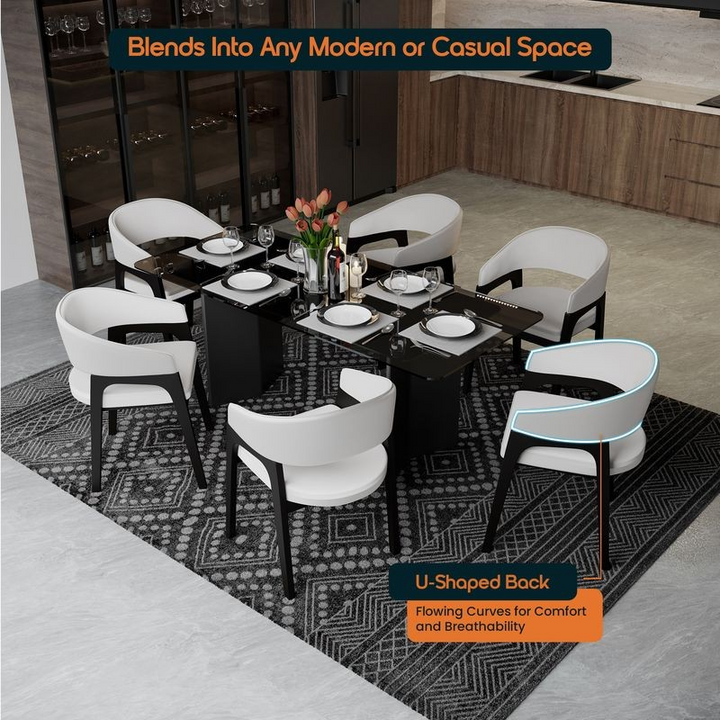 Leisuremod Cali Collection Modern Dining Chair in White at Table.