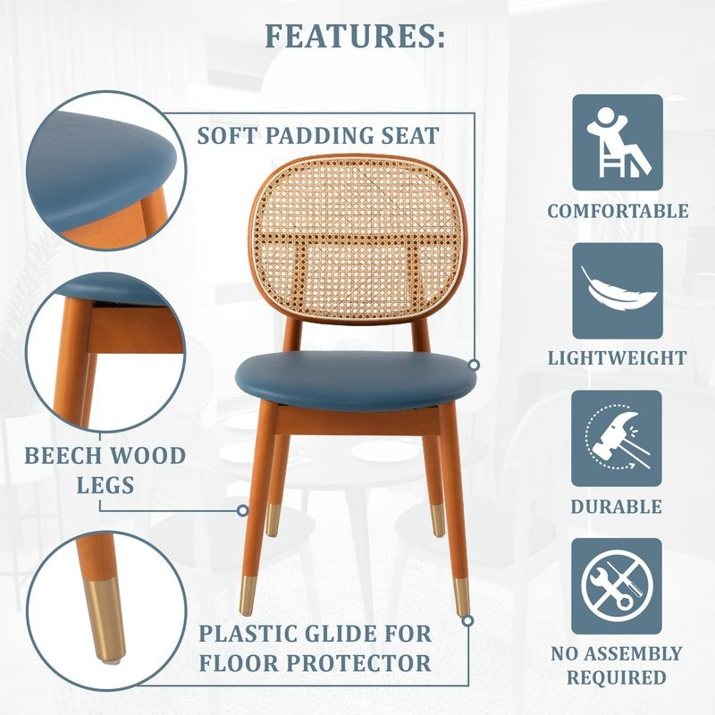 Chair with features listed on a white background.