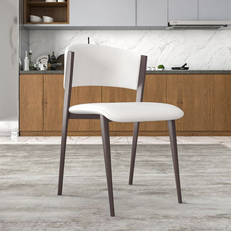 LeisureMod Aspen Collection Modern Dining Chair in White with Background.