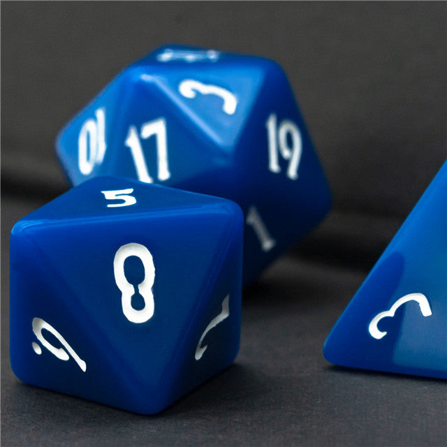 Dark Blue Homage 7-Dice Set w/Blue Numbers Minimalist
