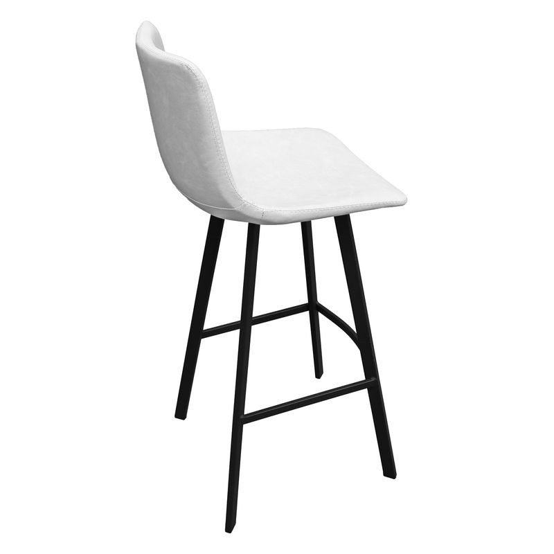 LeisureMod Elland Modern Upholstered Leather Bar Stool with Iron Legs and Footrest Back View