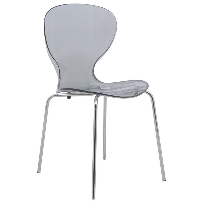 LeisureMod Modern Oyster Transparent Side Chair Black