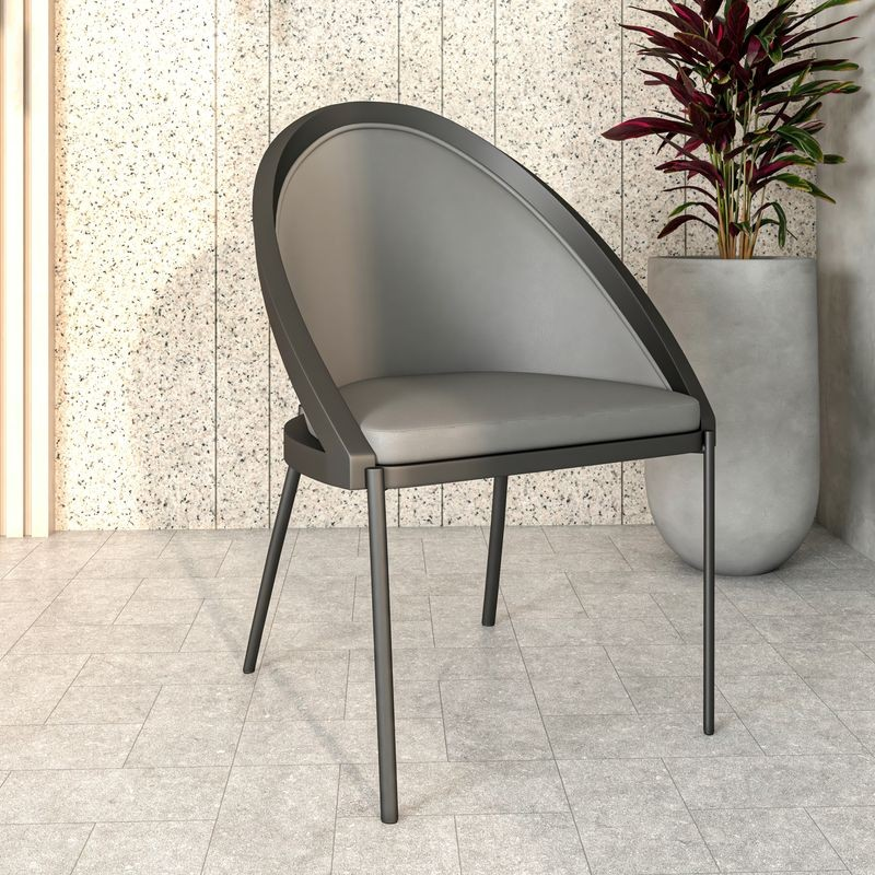 LeisureMod Urbane Collection Modern Dining Chair in Charcoal with Background.