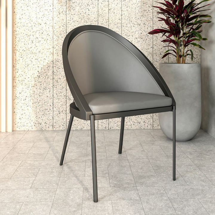 LeisureMod Urbane Collection Modern Dining Chair in Charcoal with Background.