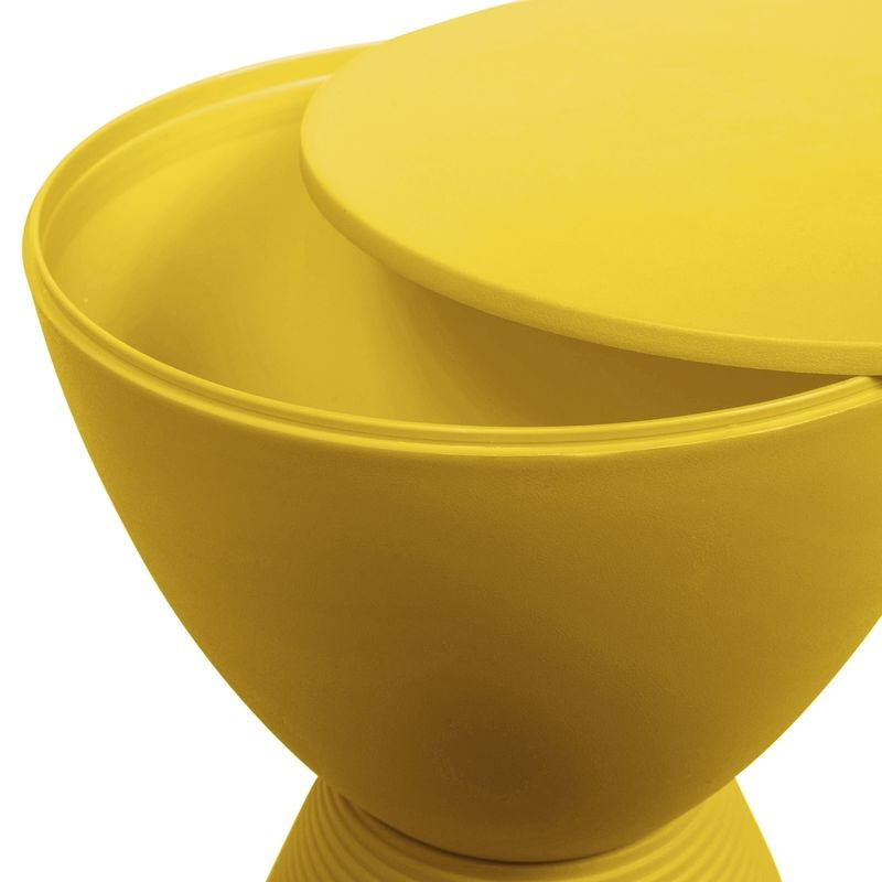 LeisureMod Modern Round Boyd Side Table Yellow Opened.