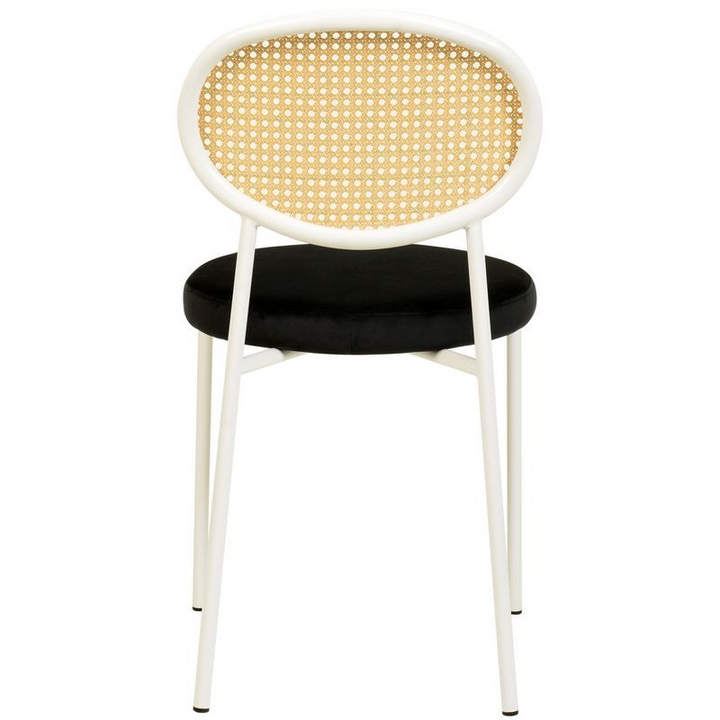 LeisureMod Euston Collection Modern Dining Chair White Frame in Black Set of 2 Back View.
